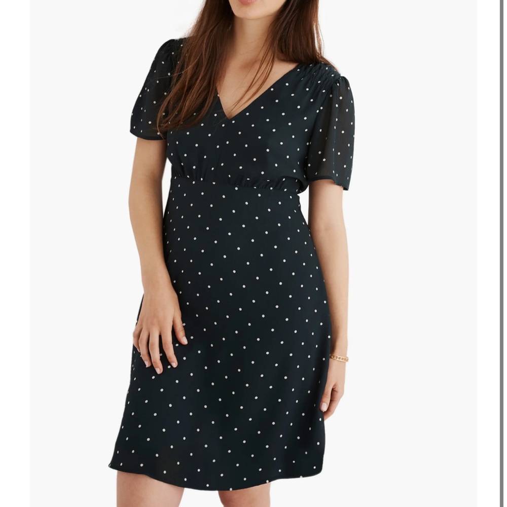 Madewell Dot Smocked Shoulder Dress